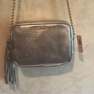 Victoria’s Secret Silver Crossbody Bag with Chain Strap
